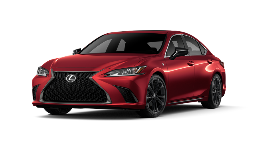 Exterior of the Lexus ES Black Line Special Edition shown in Matador Red Mica.